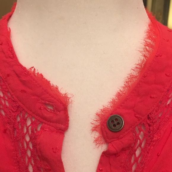 Free People coral red buttondown blouse in large. - Picture 4 of 8